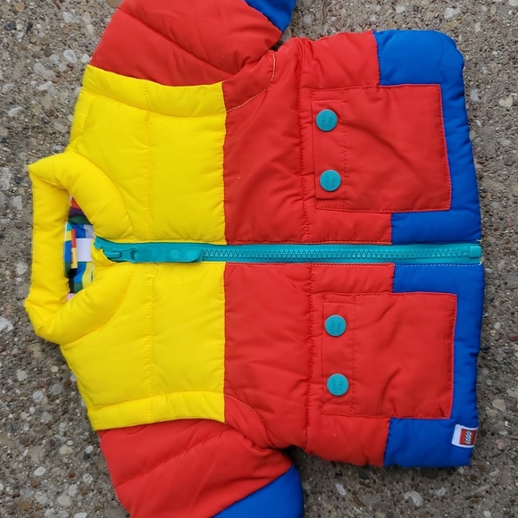 Lego Play Target Colorblock Baby Jacket Vest 0-3 Months Red Yellow Blue Puffer - Picture 2 of 8
